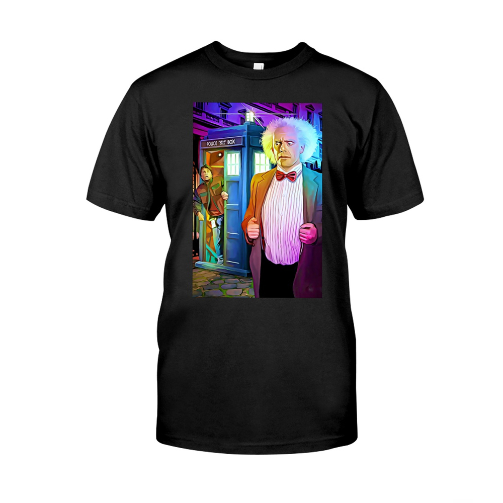 Marty Mcfly And Emmett Brown Parody Doctor Who Funny Back To The Future Shirt